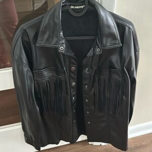 🏇🏻Vegan Leather Biker Tassel Western Jacket Blank NYC🏇🏻